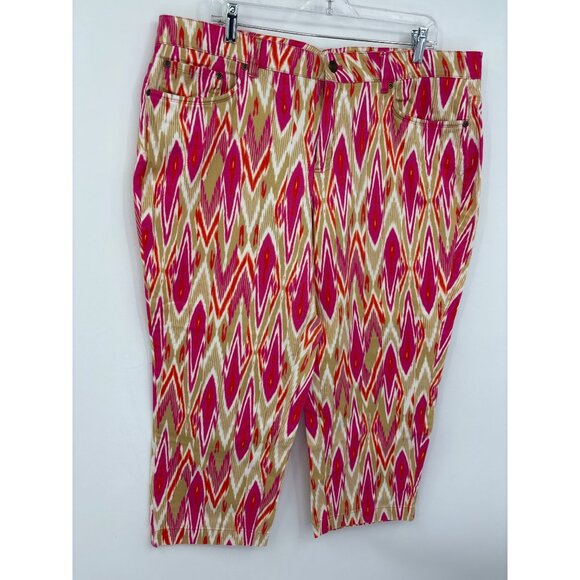 Jones New York Sport Stretch Crop Print Jean Tan Pink Size 18W - Picture 2 of 5